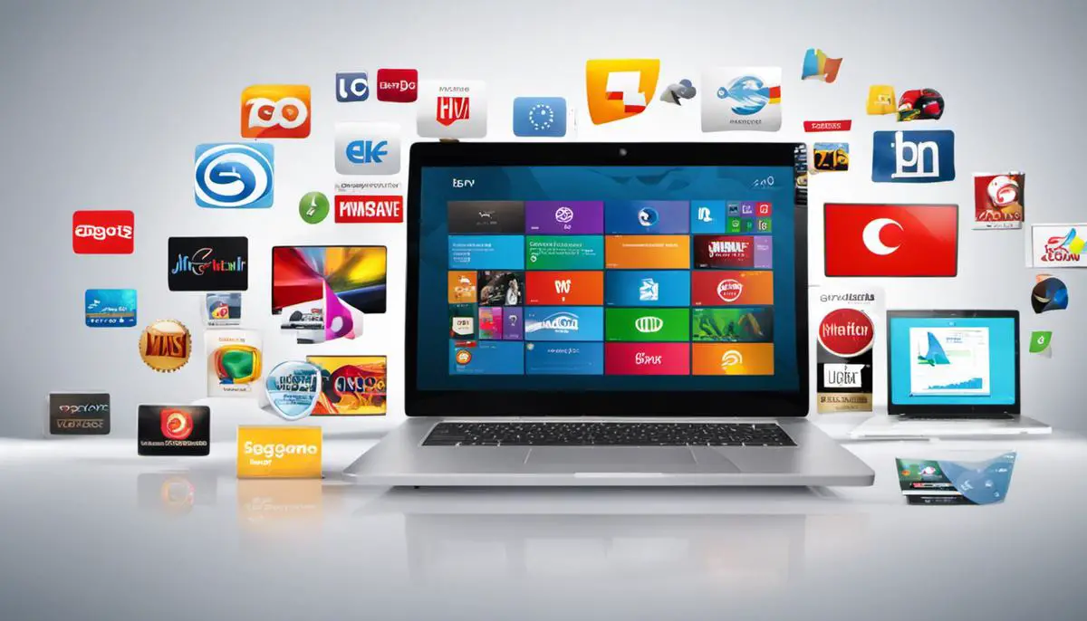 A laptop screen displaying various animation software logos, symbolizing the variety of animation software available.